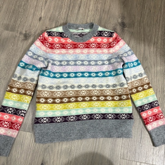 Gap Women's S Fair Isle Striped Pullover Sweater Multi-Color Lambs Wool Blend - Picture 3 of 10